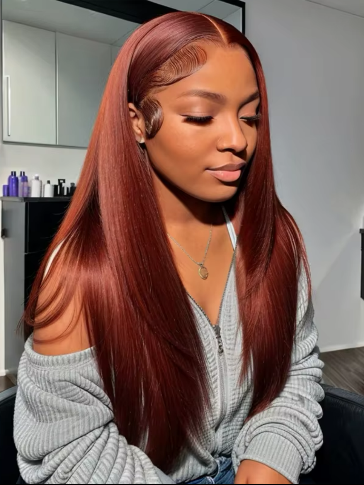 Bone Straight Reddish Brown Hd Lace Wig Human Hair Pre Plucked 13×4 Straight Lace Front Human Hair Wig For Women