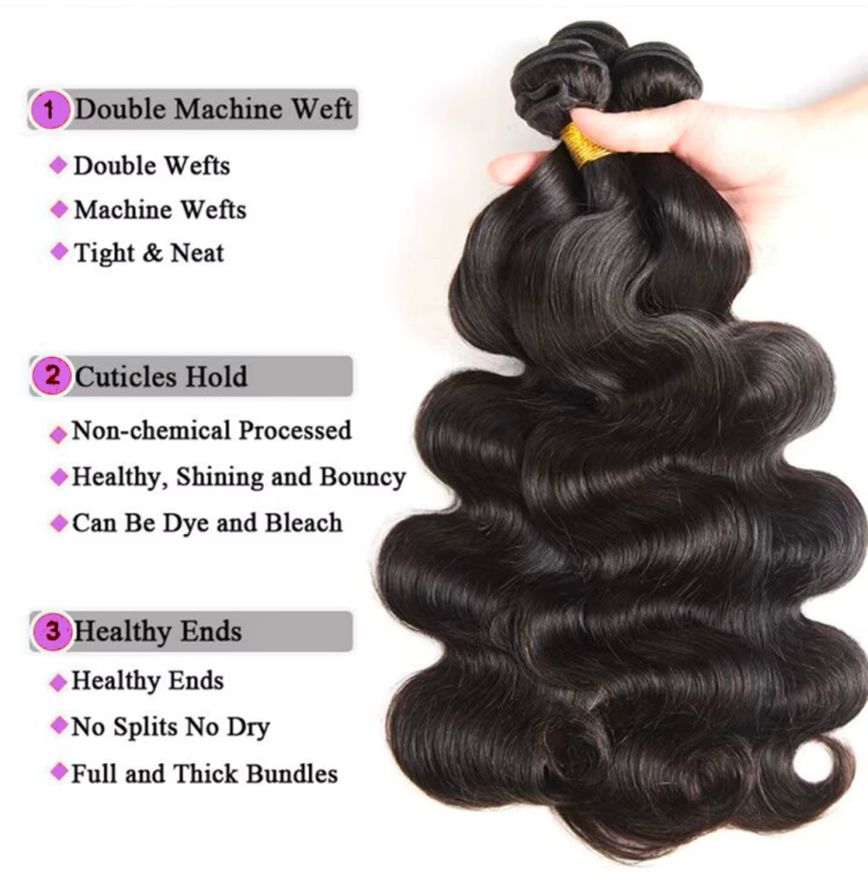 Brazilian Body Wave Bundles With 4×4 Closure 100% Human Hair Bundles With Lace Closure Virgin Hair Weave Extensions 12A Grade